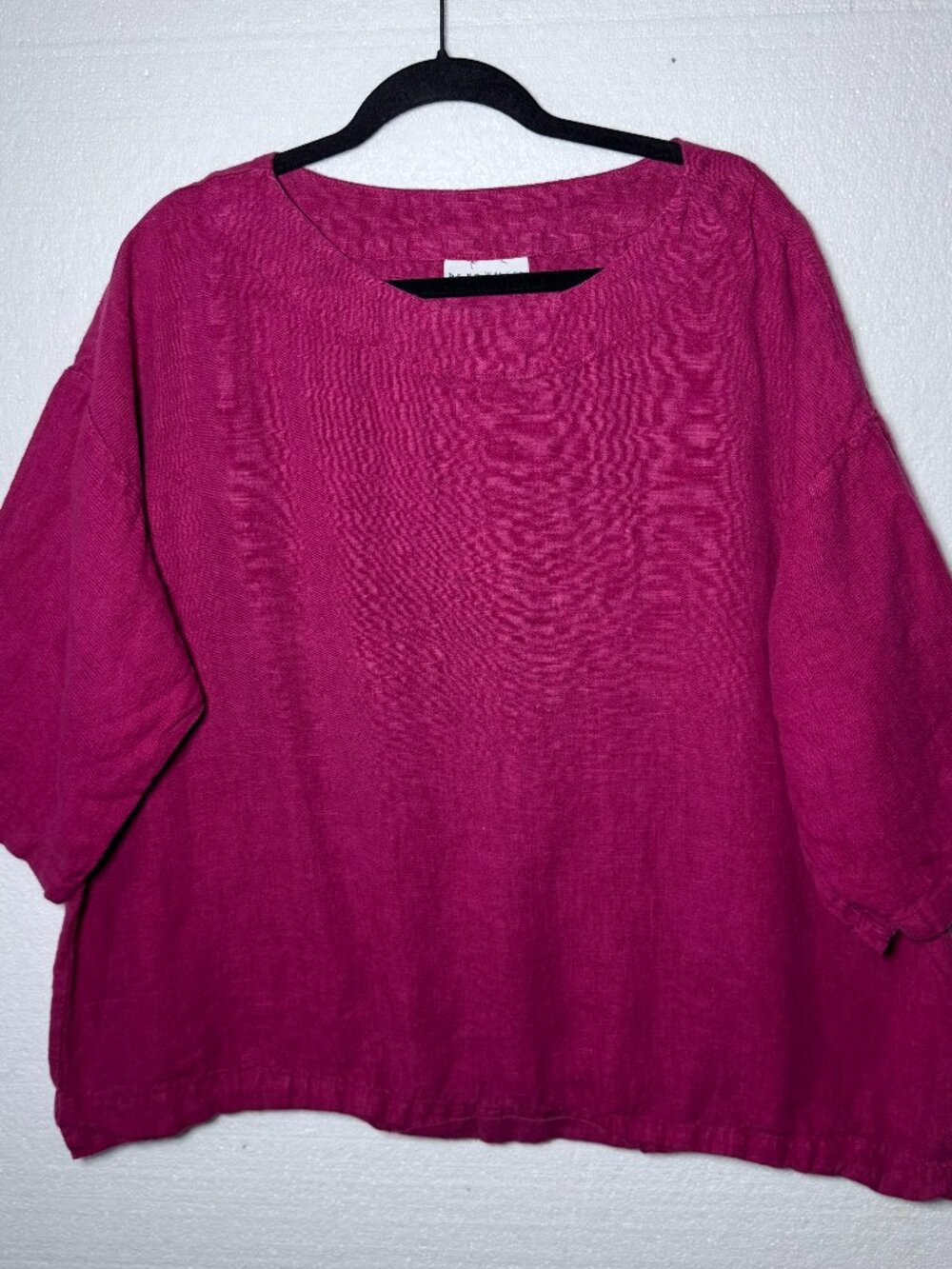 Bryn Walker Womens Large Pink 100% Linen Lagenlook Oversized Boxy Artsy Casual